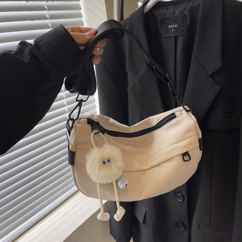 Casual Cloth Bag Small Bag Travel Messenger Bag New Trendy Fashion Versatile Shoulder Bag Women's Solid Color Dumpling Bag