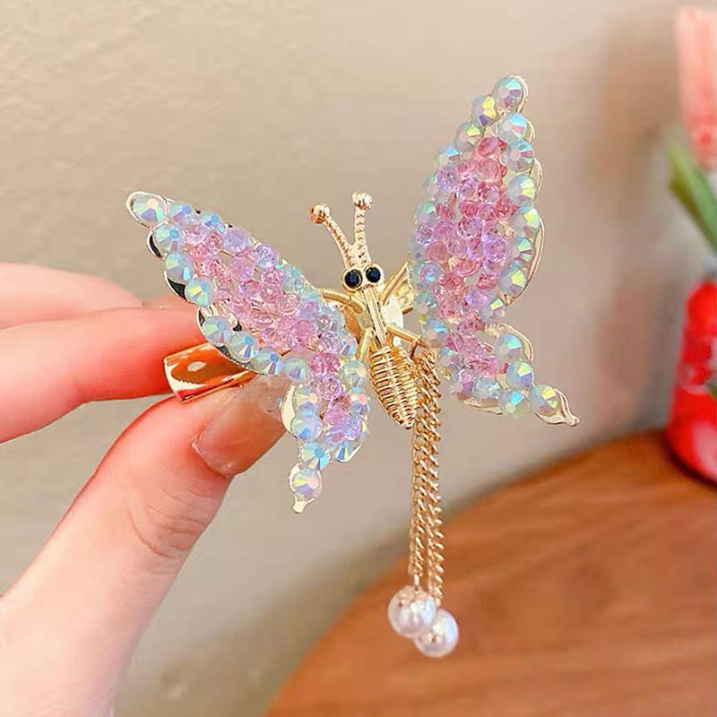 Cute Moving Butterfly Hairpin Girls Tassel Barrettes Hair Accessories Shaking Move Wing Top Clip Bangs Clip Jewelry