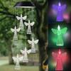 Solar Powered Wind Chime With LED Lights Metal Bells Hummingbird Butterfly Decor Garden Patio Yard