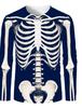 3D Stampa Scheletro Teschi Modello T-shirt Uomo Manica lunga Moda casual T-shirt Top Felpa Traspirante Streetwear T-shirt allentate