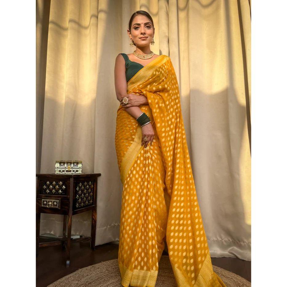 Stylish Unick Weeding Wear and Party Wear Saree for Women ,Blouse (Need To Be Stitched As Per Size And Fit)