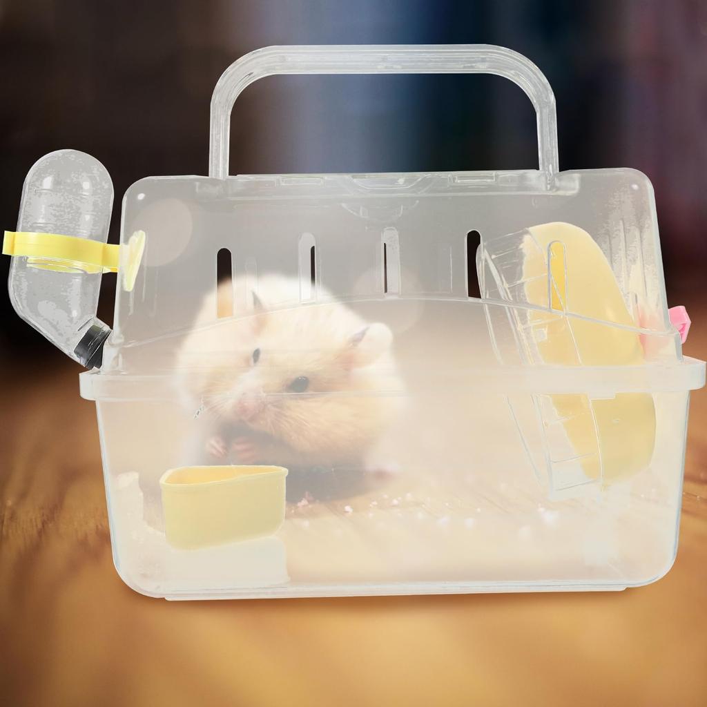 POPETPOP Hamster Cage, Guinea Pig Carrier, Rat House, Hamster Travel Carrier, Sleeping Bed, House for Small Pets, Travel Case, Yellow