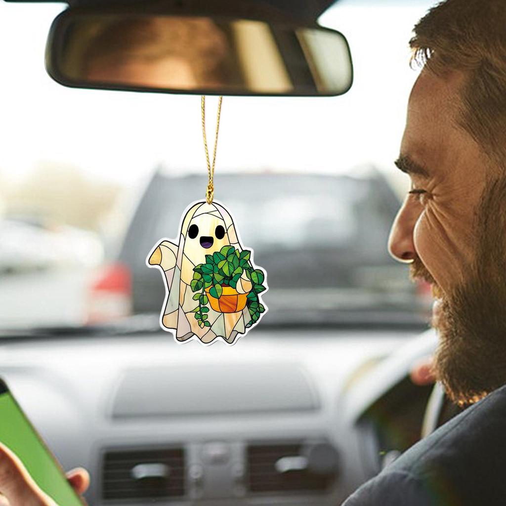 Ghost Ornaments For Tree Reading Ghost Halloween Tree Ornaments Bag Charm Halloween Decorations 2D Acrylic For Indoor Outdoor