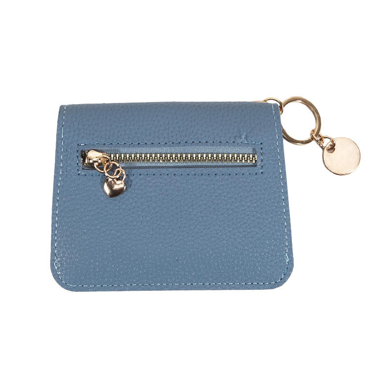 Ladies' Simple PU Leather Mini Zip Around Wallet Solid Color Slim Card Holder Coin Purse with RFID Blocking