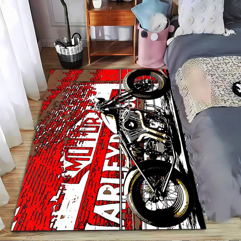 Tappeto Artistico per Moto Harley adatto come tappetino antiscivolo per il soggiorno o il divano della camera da letto