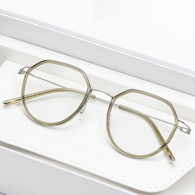 LOOKING4U Neo Retro 2254 Ultraleicht Schraubenlose Brille Fassung Hellgrün