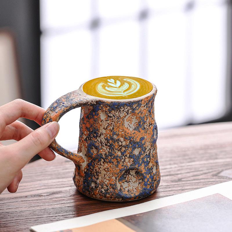 Nordic Style Ceramic Coffee Cup High Value Coarse Ceramic Cup American Latte Flower Cup Creative Mug
