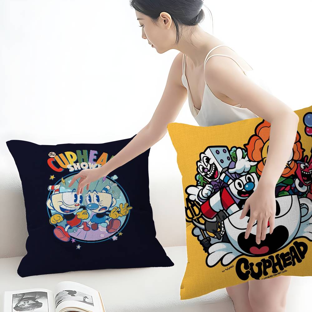 Cartoon Game C-Cuphead Cushion Cover Inches Farmhouse Decor Home Throw Pillow Covers for Couch Decorations