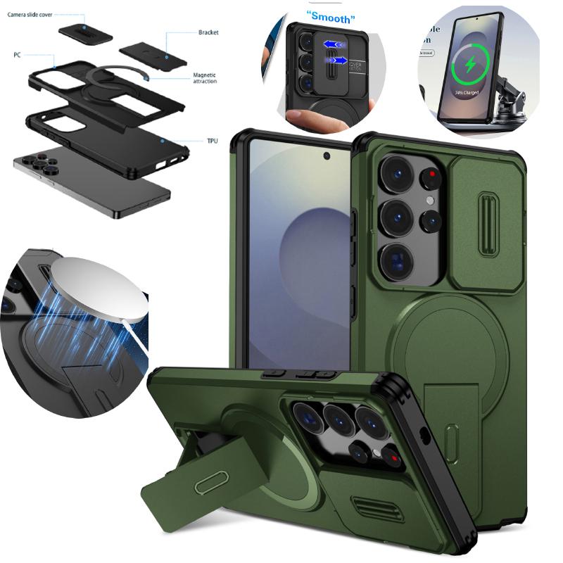 For Magsafe Magnetic Car Mount Soft TPU + Hard PC Phone Case For Samsung S25 Ultra S23 S22 S24 S26 Ultra Plus FE A56 A55 A36 A35