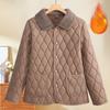 Elegant Women's Fleece Lined Thick Cotton Coat Turn Down Collar Warm Windproof Middle Aged Jacket