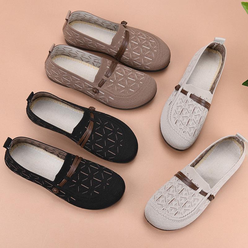 2025 ****** and Summer Old ******* Cloth Shoes Women's One-pedal Casual Single Shoes Breathable Middle-aged and Elderly S**t-soled Comfortable Moth