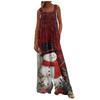 Women's Christmas Print Solid Wide Leg Strapless Tank Pocket Casual Onesie