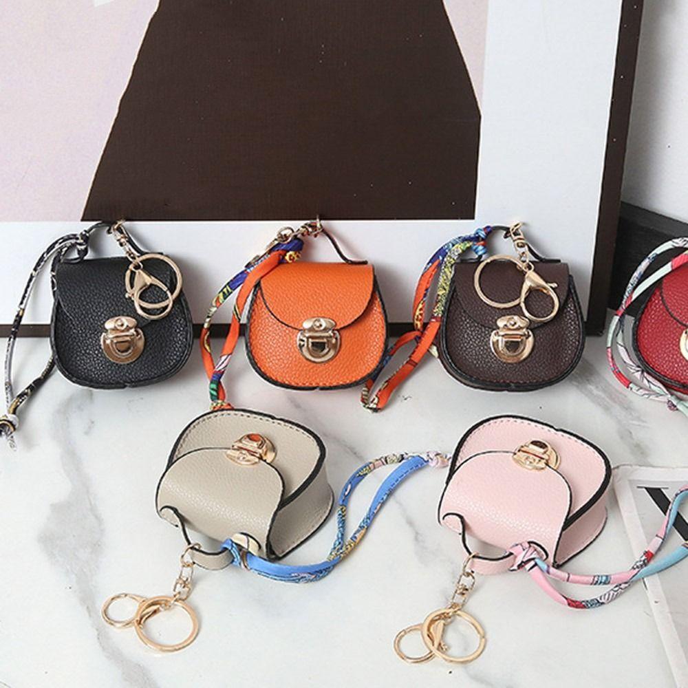 Mini Fashion Premium Leather Earphone Bag Keychain Women's Bag Pendant Multifunction Mini Storage Pouch