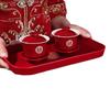 Red Wedding Tea Set: Cup & Bowl Pair with Chopsticks - Perfect for Dowry & Toasting