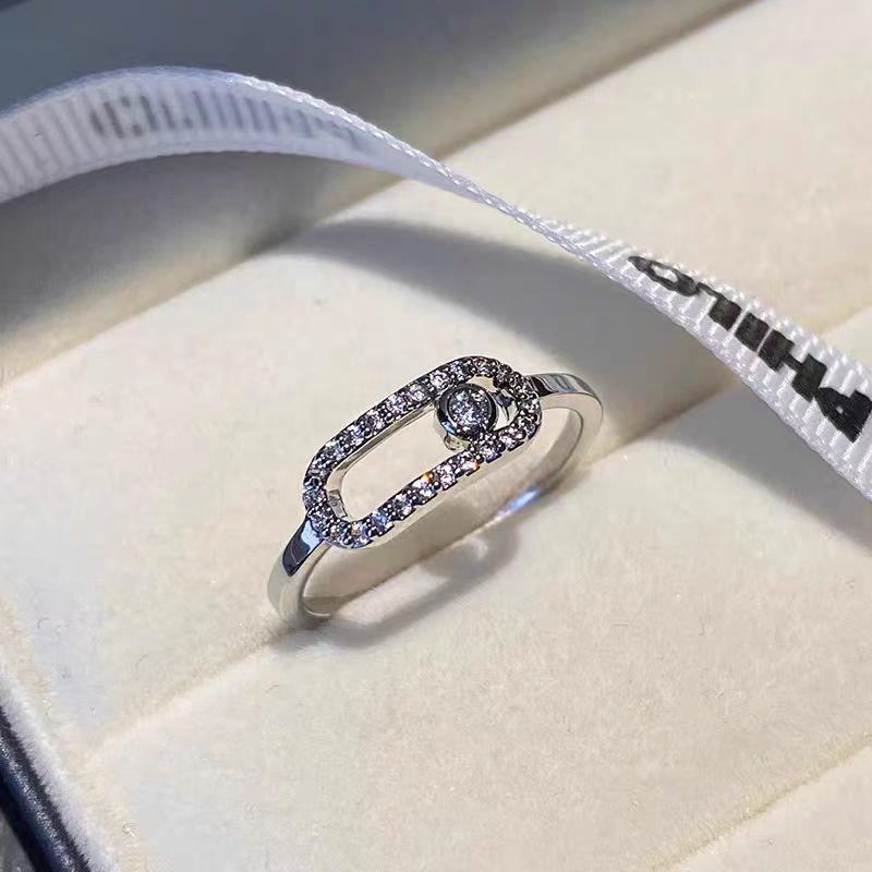 Bagues tendance ouvertes en zircon blanc pour femmes et filles, simples, creuses, géométriques, ajustables, bijoux fins pour fêtes de mariage