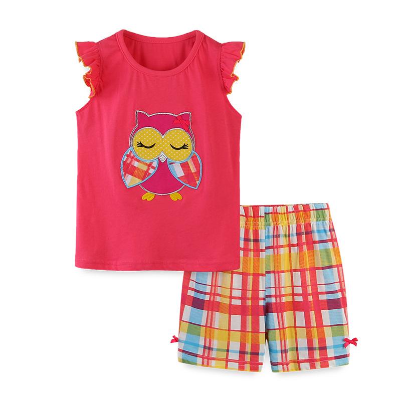 Completo Estivo a Maniche Corte da Bambina 2024 Abbigliamento per Bambini T-shirt + Pantaloncini a Quadri Set da 2 Pezzi Outfit Casual