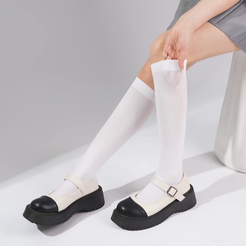 Jk Black White Long Socks for Women Lolita Solid Knee High Velvet Socks Girls Fashion Kawaii Sexy Cosplay Nylon Socks S-XL