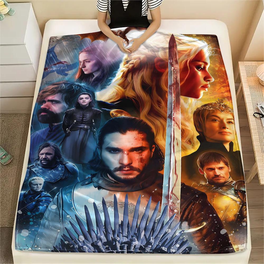 1 Stück Game of Thrones Druck Flanelldecke, Hohe Qualität, Bequem für alle Jahreszeiten, Heimdekoration, Wärme und Komfort, Perfekt für Geschenke