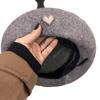 Retro Winter Wool Berets Hat Heart Shape Felt Berets Fashion French Artist Hat  Lady