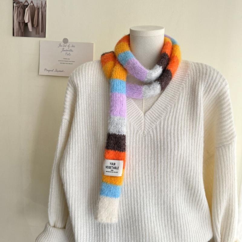 Colorblocks Striped Scarf Soft Comfortable Scarves Autumn Winter Neckerchief for Autumn and Winter Comfortable