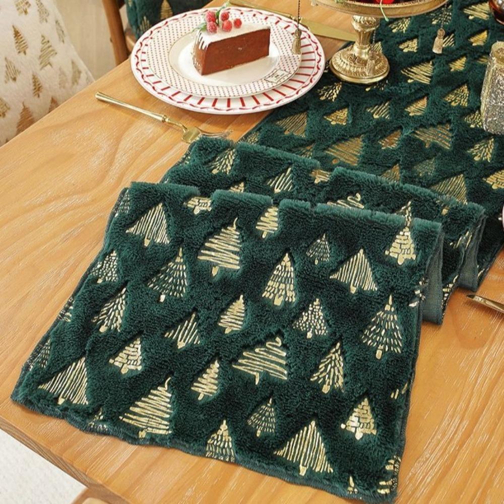 Long Strip Christmas Table Runner Christmas Tree Pattern Antlers Printed Tablecloth Xmas Holiday