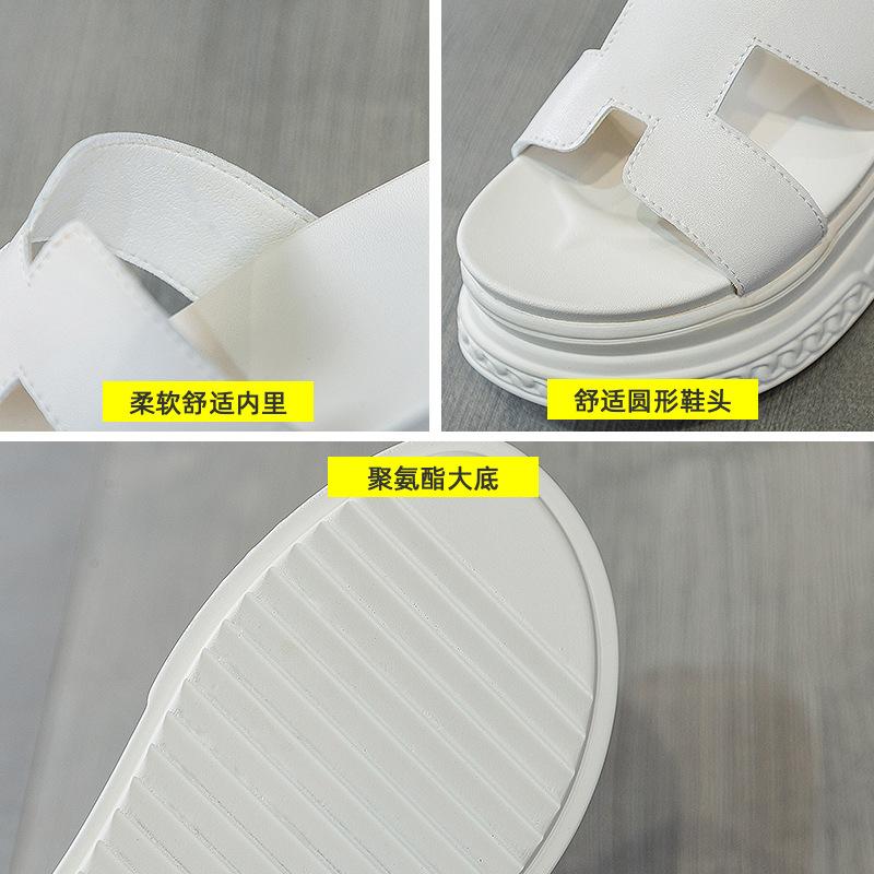 Slippers women wear 2025 summer new sandals fairy style cowhide thick-soled cool slippers sandals fashion Korean version tide