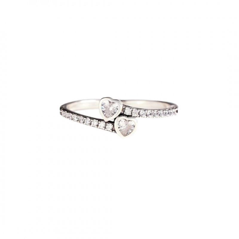 Elegant Heart Zirconia Diamond Inlaid Adjustable Ring