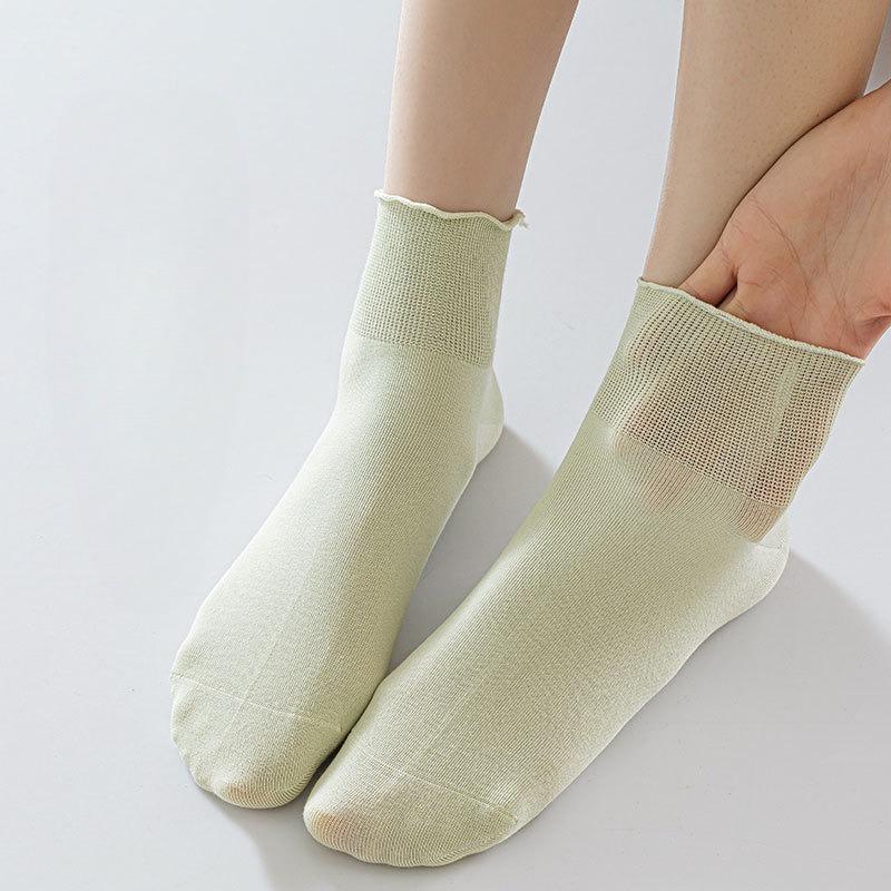 Women's Shallow Short Socks, Summer Thin Loose Lace Boneless Pure Cotton Postpartum Socks, Socks for The Elderly with Swollen and Plump Feet