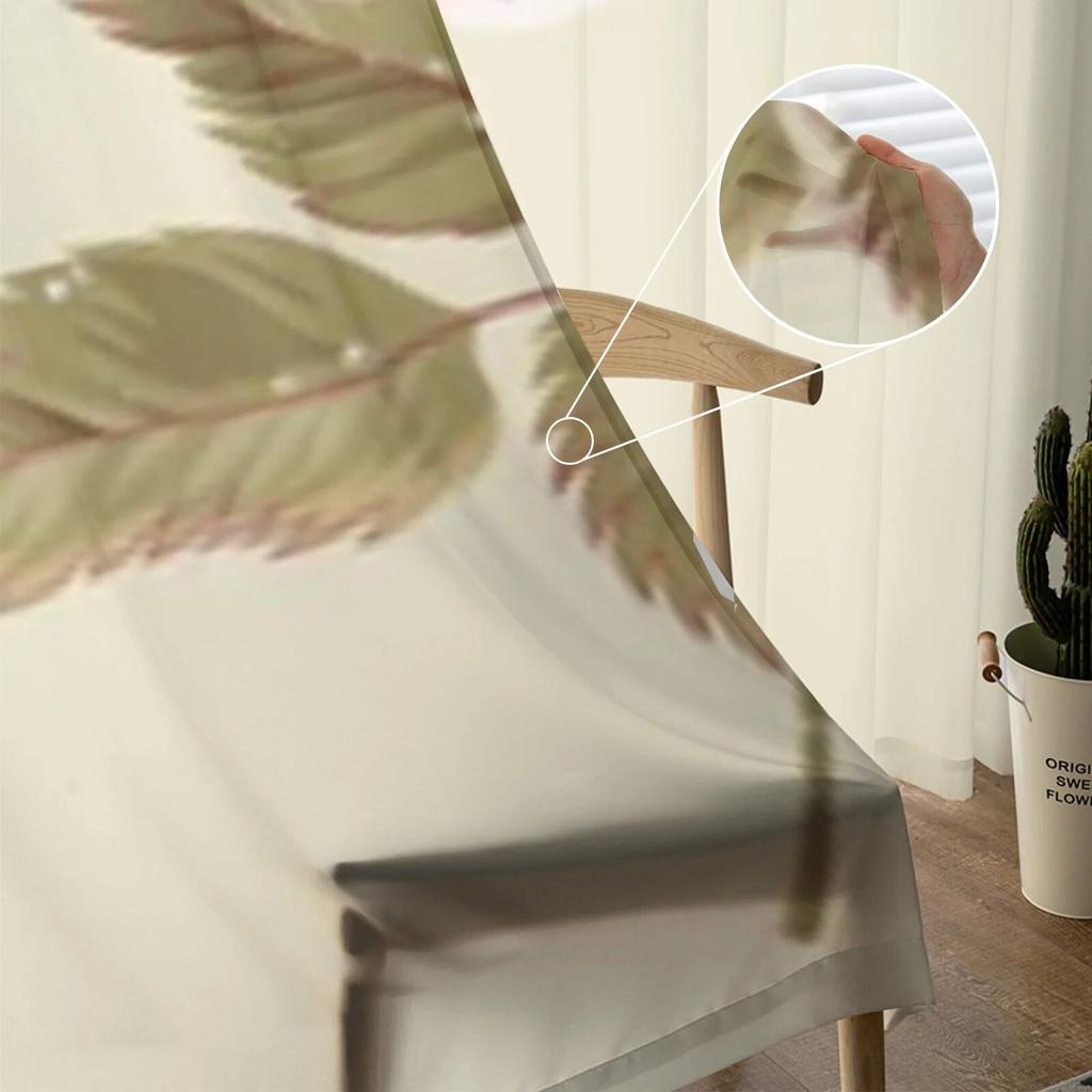 Rose mit Tautropfen, transparente Vorhänge für Wohnzimmer, Fenster, transparenter Voile-Tüll-Vorhang, Schlafzimmer-Vorhänge, Heimdekoration