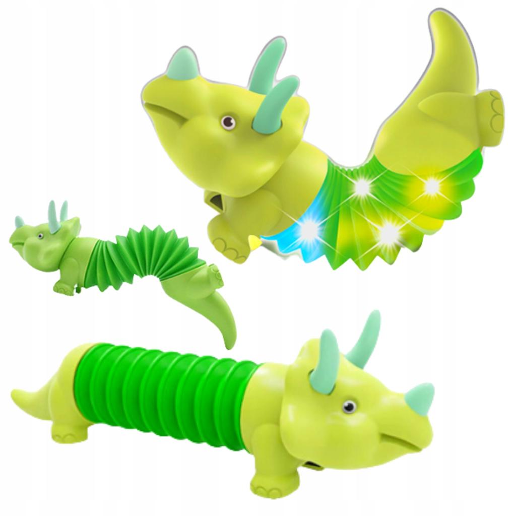 Sensory Caterpillar Anti-Stress Pop Tube LED Triceratops Dino Luminous