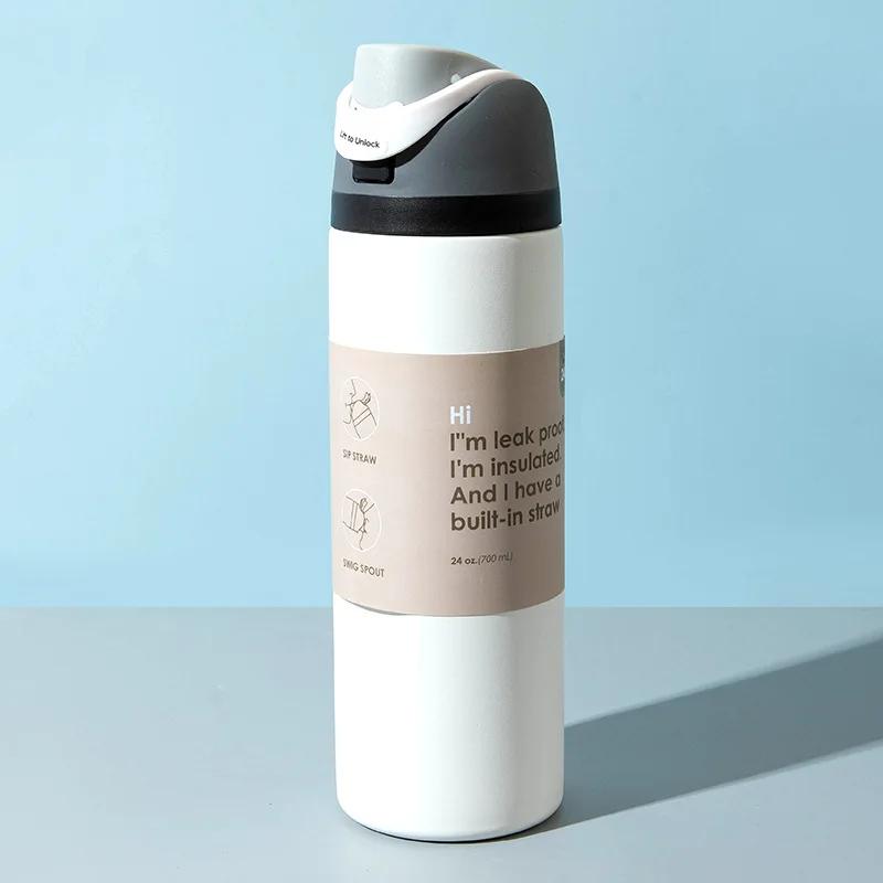 

Hot-selling Stainless Steel Insulated Cups Large-capacity Portable Hand-held Sports Water Cups Car-mounted Handle Insulated Cups 24oz білий