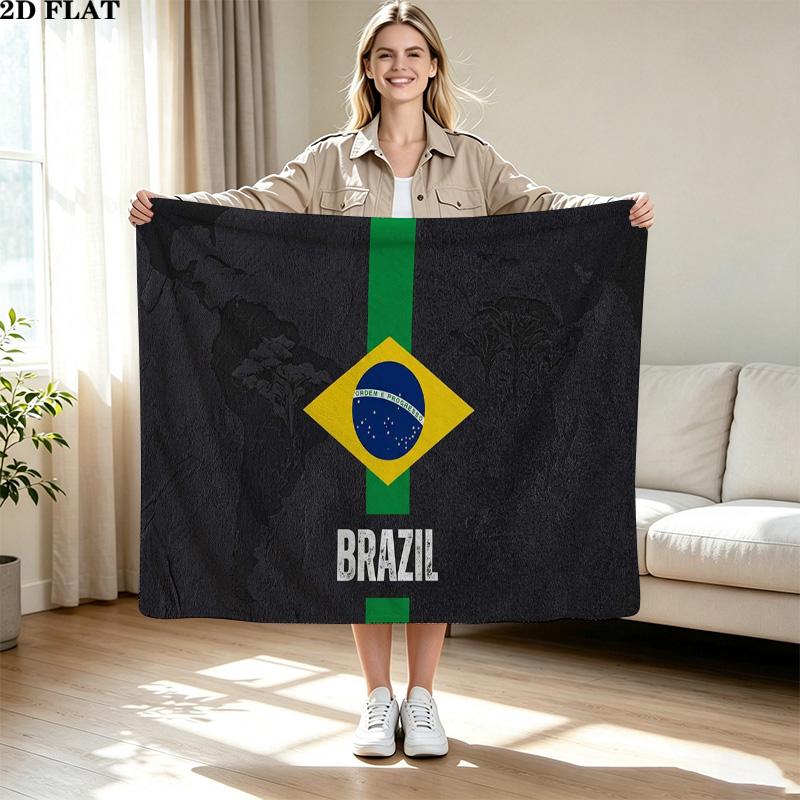 Bandeira Brasileira Print Flannel Blanket High Quality Warm Comfortable Cover for All Seasons Perfect for Gifts Home Decor