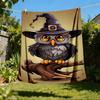 1pc Owl, Witch Hat Throw Blanket Polyester Fiber, Lightweight Flannel, Soft & Warm, All Season Use for Outdoor, Camping Digital Print