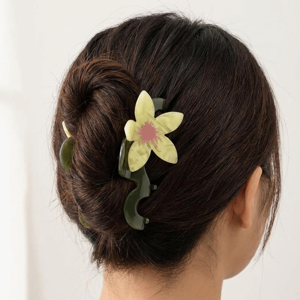 Creative Hairpin Flower Hair Claw Colorful Geometry Acetate Shark Clip Forest Style Korean Style Hair Grab Clip Vacation