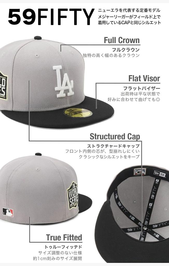 59FIFTY Cap 14561996 NER35C4087 LA Gray ONSPOTZ Exclusive SIDE PATCH 2Tone MLB Los Angeles Dodgers MLB 5950 New Era Deep Fit Outing UV Protection