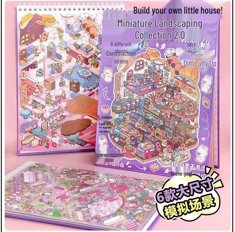 Upgraded 2.0 Large Landscape Sticker Book: DIY Miniature Scene Stacking & Educational Toy