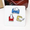 Cartoon Reading Cat Metal Brooch - Cute Badge for Bags