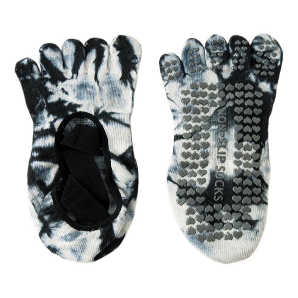 Heart Silicone Dot Tie-dye Yoga Socks Non-Slip Five Toe Socks Sweet Strappy Pilates Socks  Gym