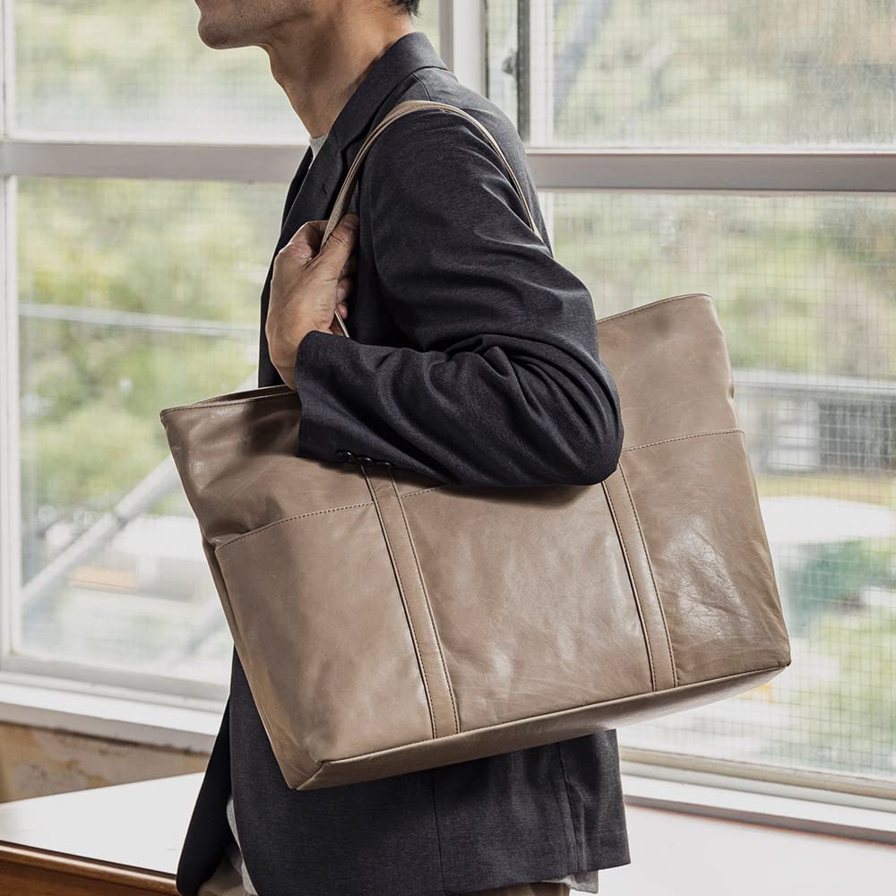 Tote Business Business Horse Made in Genuine Unisex [Flying Horse] Bag, Bag, Tote, Leather, Japan, Lightweight, Leather, (Beige)