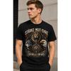 Men's Graphic Tee With Lion Wolf Eagle Print, Crew Neck Short Sleeve Cotton Blend Top For Casual Streetwear Style