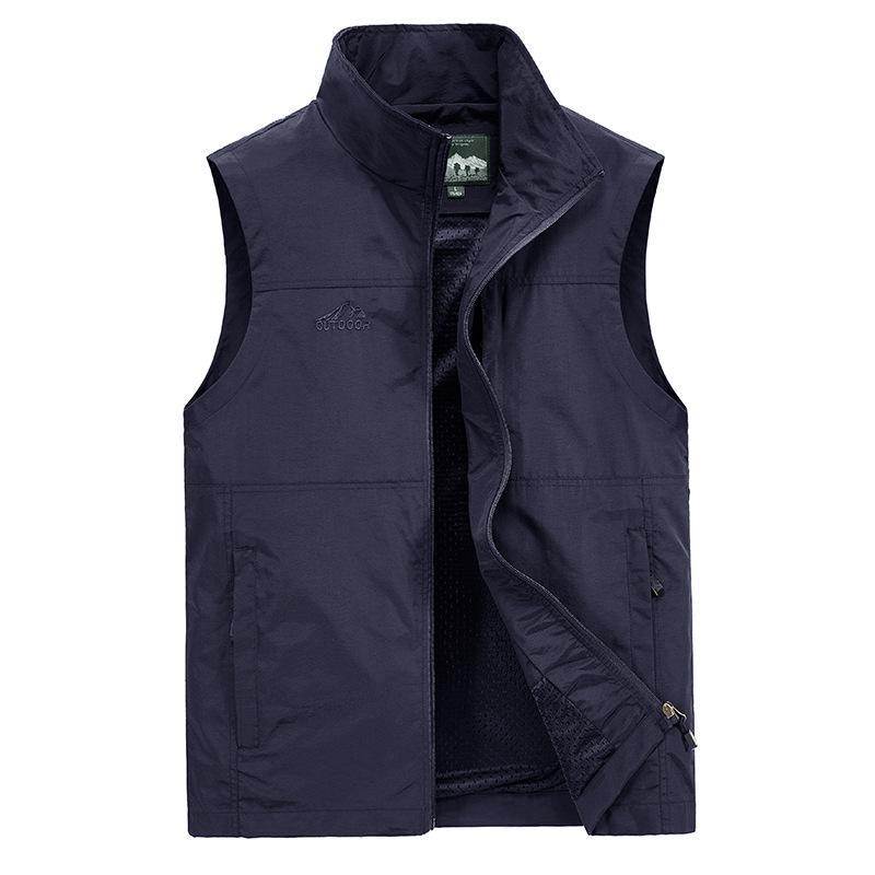 Men's Plus Size Quick-Dry Outdoor Casual Vest - Sleeveless, Loose Fit for Spring & Autumn