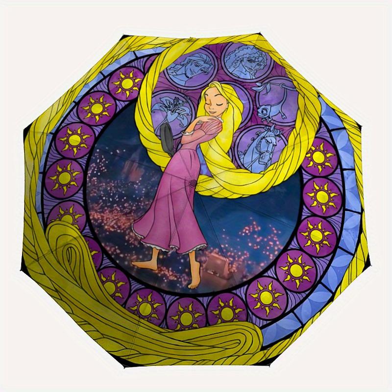 

1pc Tangled Automatic Folding Umbrella - Portable Foldable Design with 8 Ribs, Durable Plastic & Iron Frame y250725004