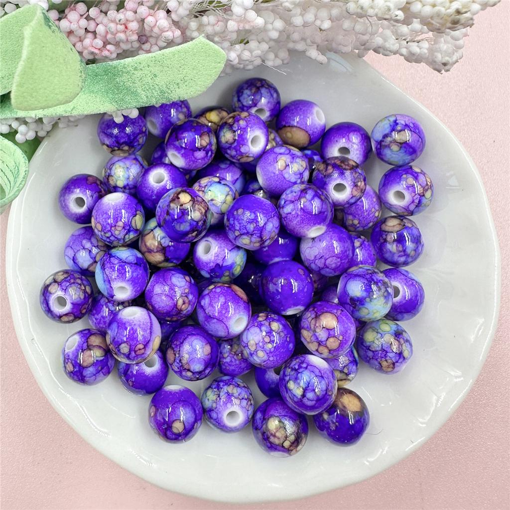 Acrylic 50Pcs DIY Bracelet Loose Beads Small Beads Fashion 8mm Necklace Making Accessories Colored  Beads