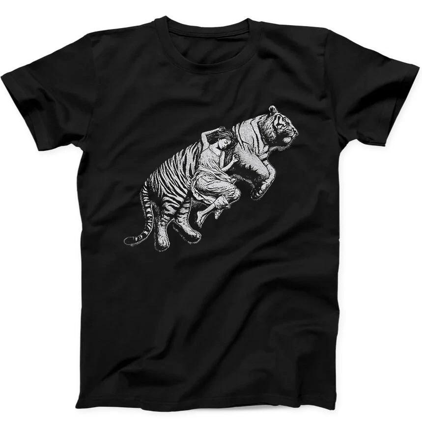 

Девочка и Тигр Спят Бестселлер Смешной Подарок Черная Футболка T Shirt 329 2XL
