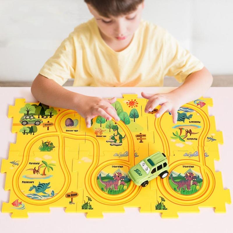 Flexibles Eisenbahnschienen-Schienenauto-Puzzle-Spielzeug DIY Zusammenbau Puzzle Eltern-Kind-Interaktionsspielzeug Elektrisches Schienenauto-Puzzle-Spielzeug Geschenke