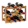 Relaxdays Bottle Rack, Small, 3-tier Shelf for 12 Wines, H X W X D : 28 X 42,5 X 21 Cm, Nature