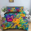 Set Biancheria da Letto con Fantasia Astratta Psichedelica Graffiti Cartoni Animati per Bambini Ragazzi Ragazze Twin Queen Size Copripiumino Federa Letto Bambini Adulti