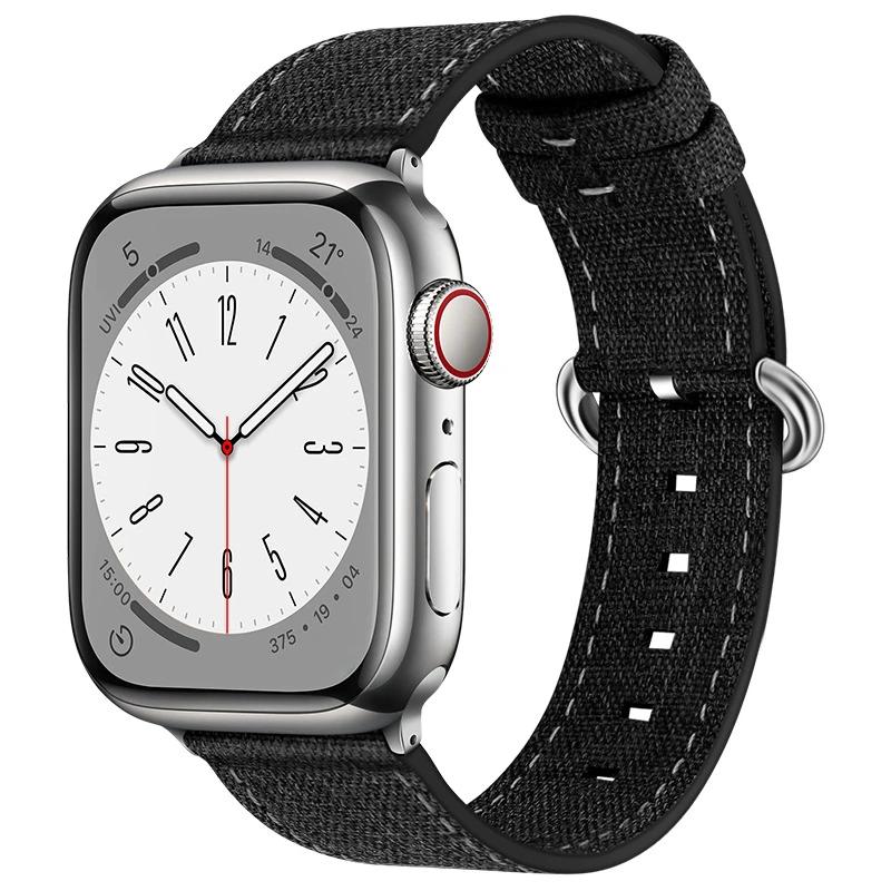 Canvas Band For Apple Watch Strap 49mm 46mm 40 41 38mm 44 45mm correa fabric Bracelet for iwatch Series 11 10 9 8 7 SE 6 ultra 3