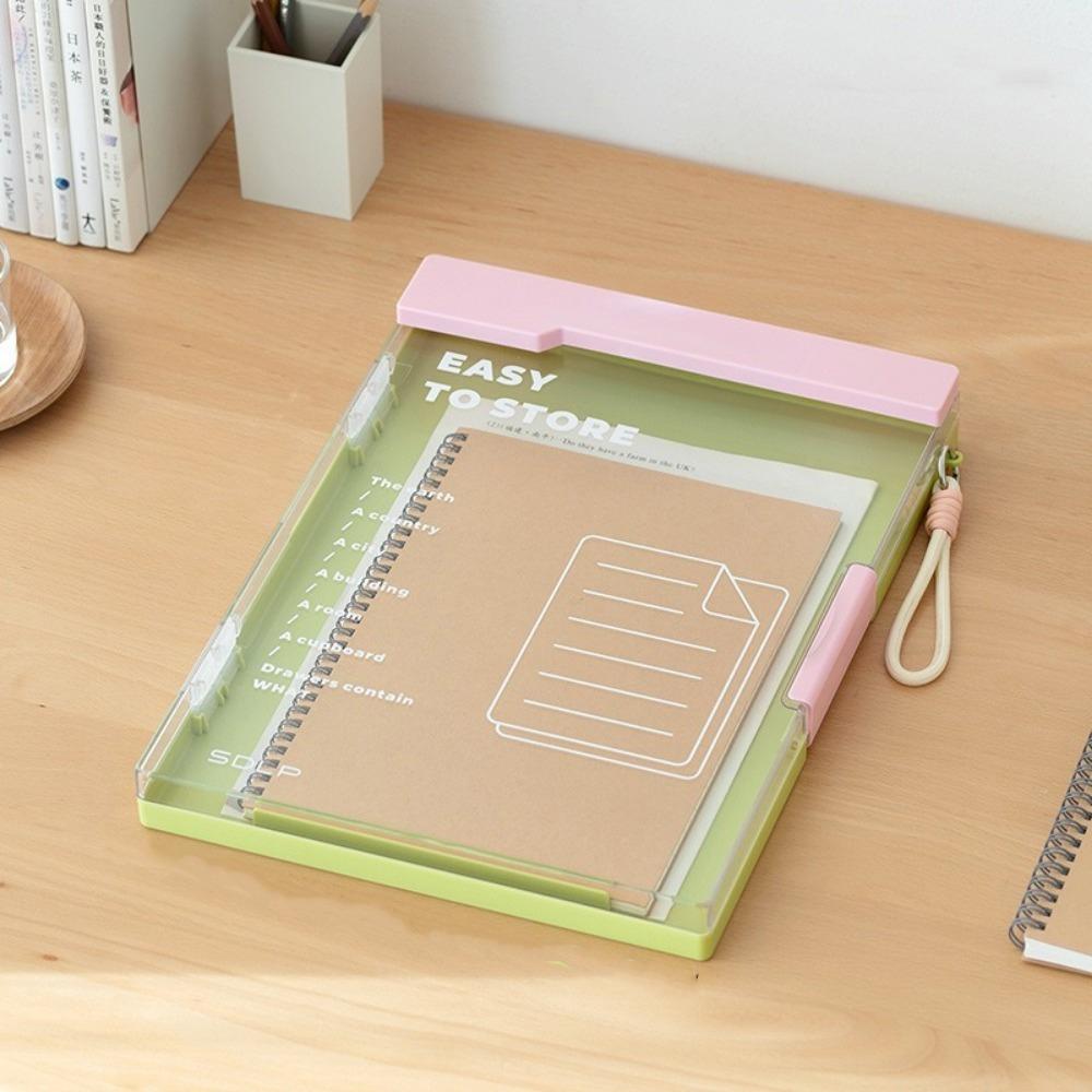

Large Capacity PP Document Folder Heavy Duty File Storage Box Writing Pad Folder Music Sheets Green Style B