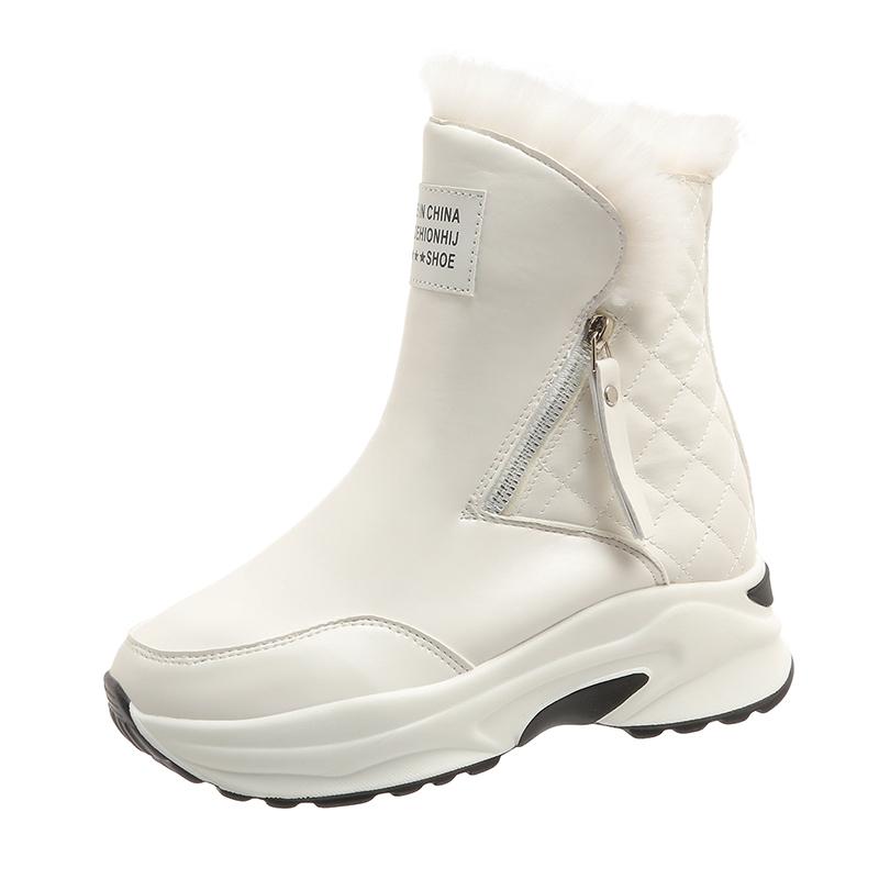 Mode 2025Damen Stiefeletten Warmes Plus Fleece Dicke Sohle Winter Schneestiefel Mode Seitenreißverschluss Keil Outdoor Sneaker Botas Mujer